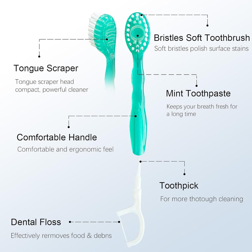 Morning After 5-in-1 Disposable Travel Toothbrush with Toothpaste, Floss & Tongue Scraper