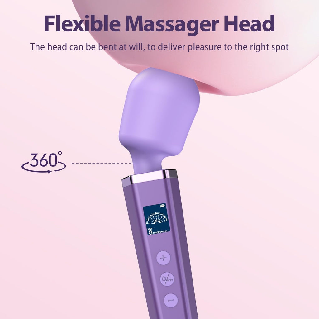 AuraStrike Wand Vibrator Waterproof 8 Modes Rechargeable