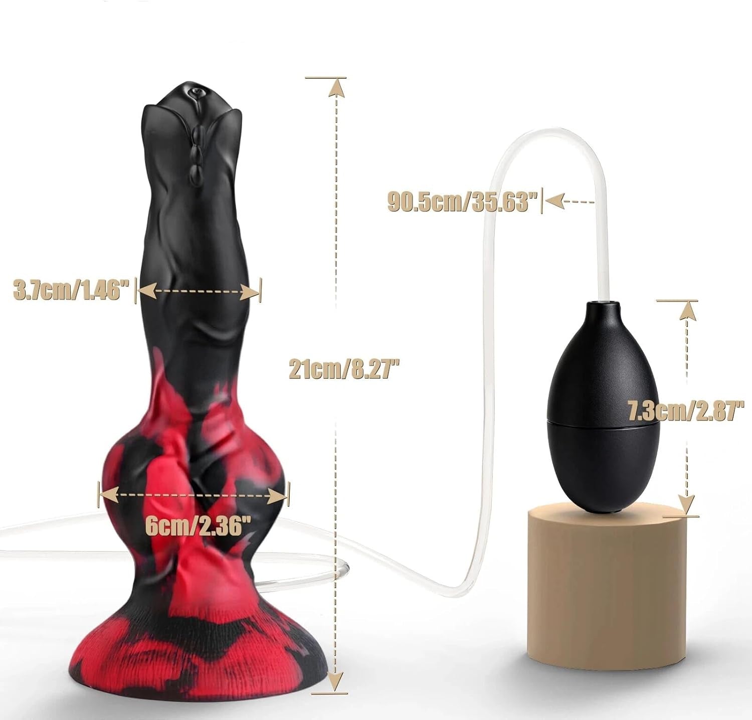 ColorKnot 8.3” Squirting  Silicone Dildo 2 Knots Suction Cup