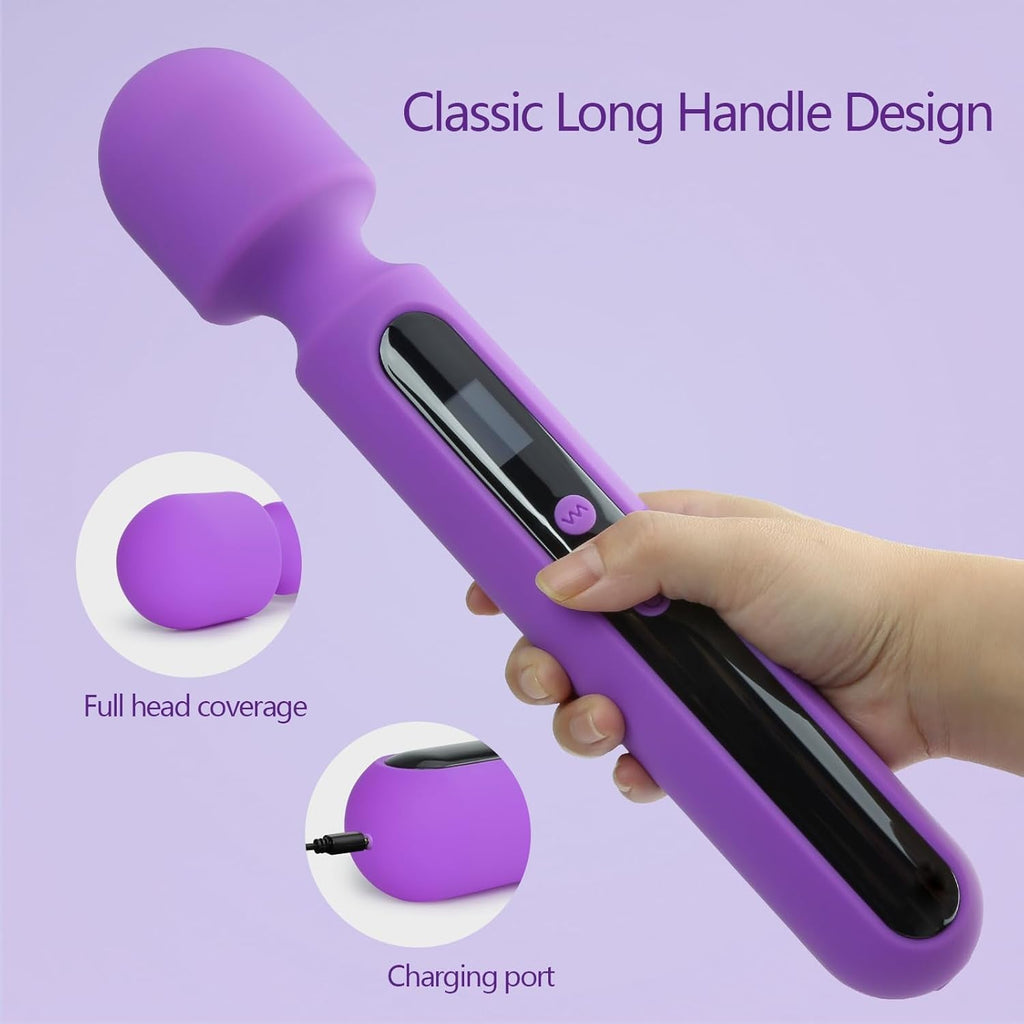 VoltAura 12" Wand Vibrator LCD Display 10 Modes Rechargeable