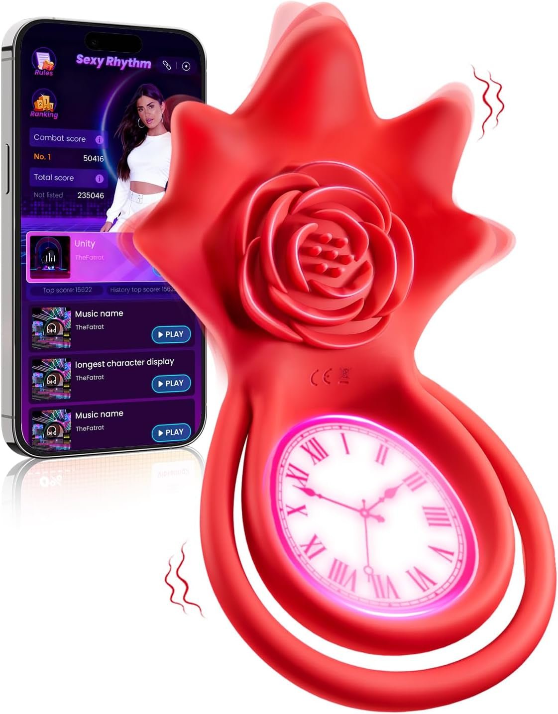 PetalSync Rose AI Cock Ring Clit Stimulator App Control 9 Modes