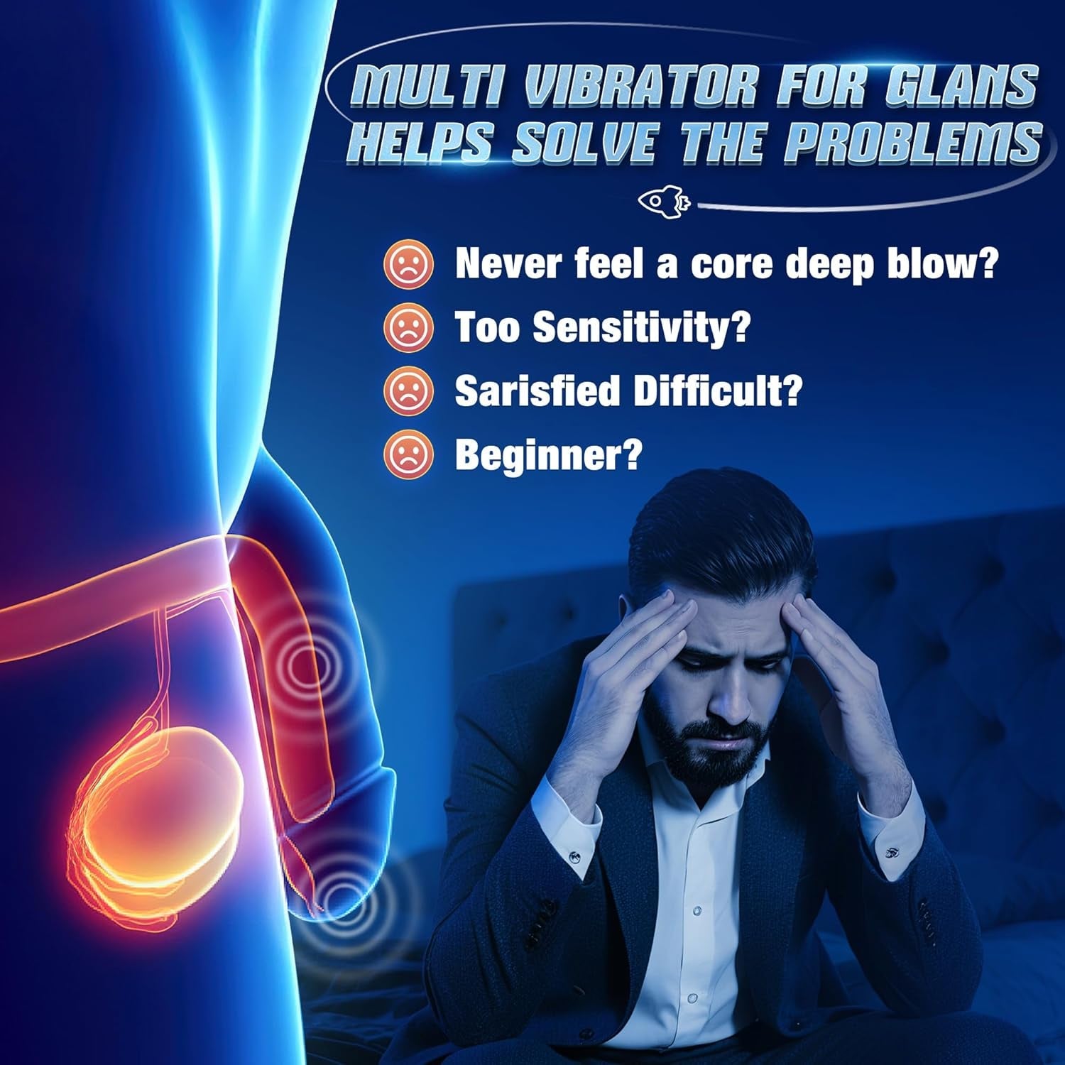 GlantriX AI Glans Vibrator Male Masturbator 3 Motor