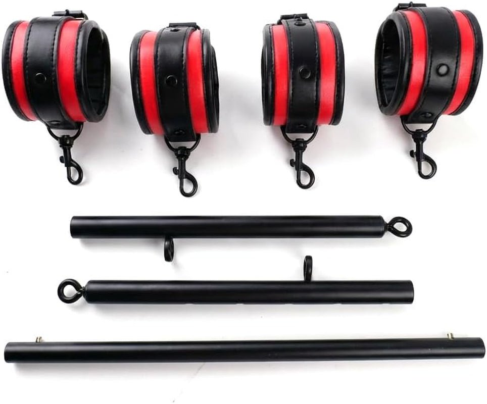 DualTone Red Black Spreader Bar with Furry Straps