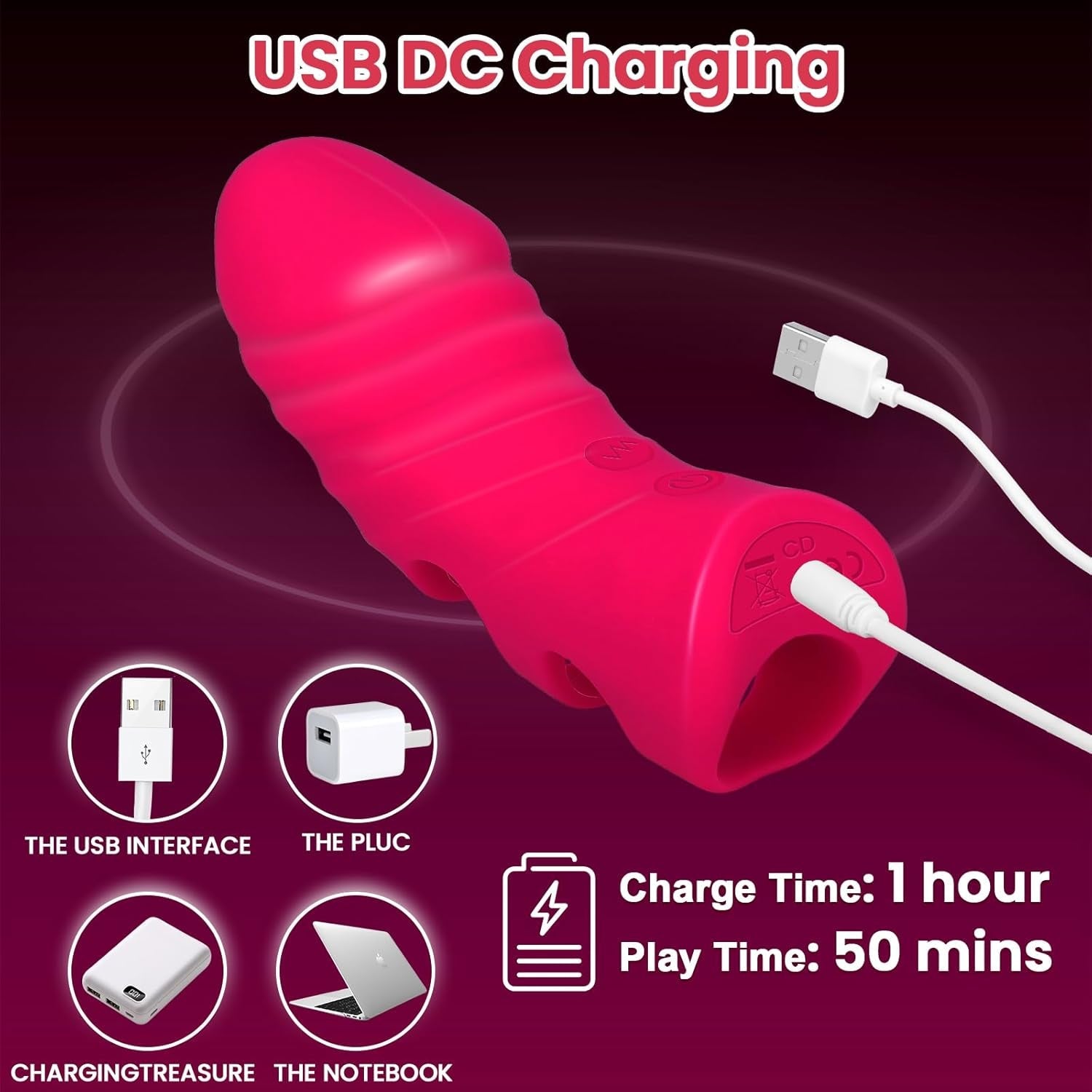 PulseFit Mini Finger Vibrator 10 Modes Quiet USB Recharge