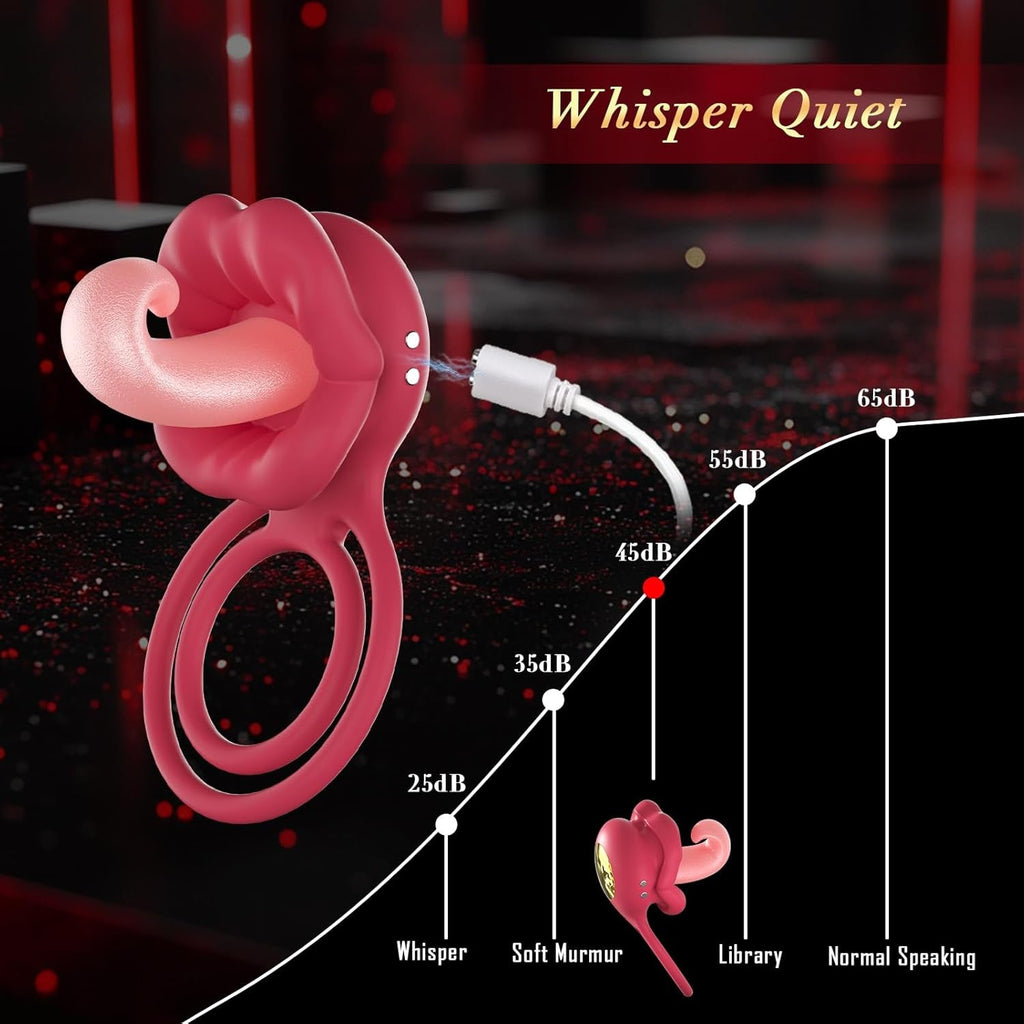 TongueWave Tongue Clit Vibrating Cock Ring 10 Modes Silicone