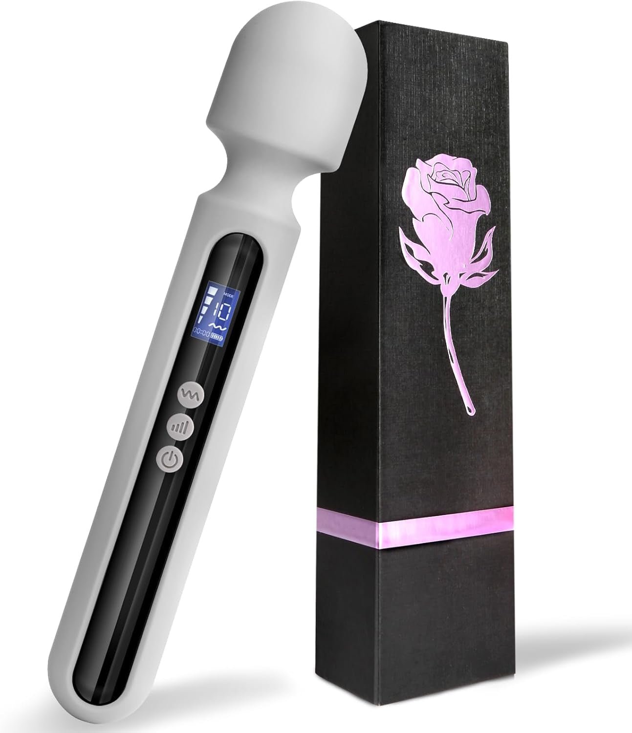 SteelAura 12" Wand Vibrator LCD Display 10 Modes Waterproof