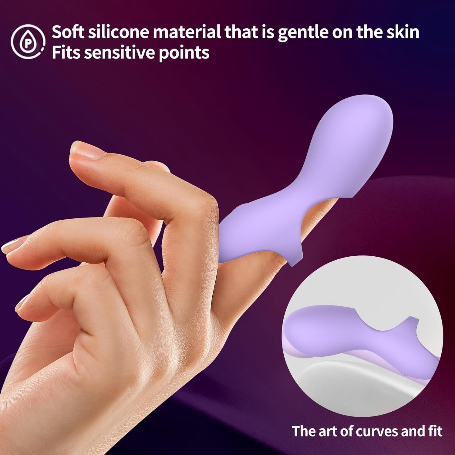 VeloraCurve Finger Vibrator 10 Modes Waterproof Quiet Purple