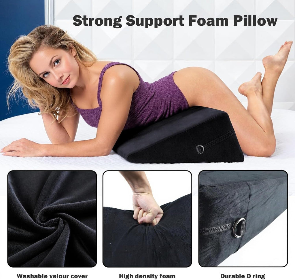 ElevaBond BDSM Positioning Wedge Pillow Set with Straps & Harness