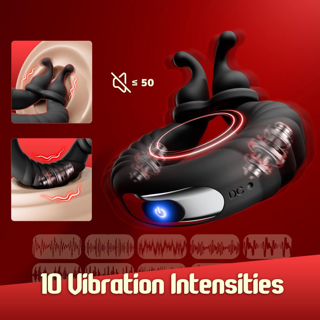 ClaspWave Cock Ring Bunny Clit Stimulator 10 Modes Silicone