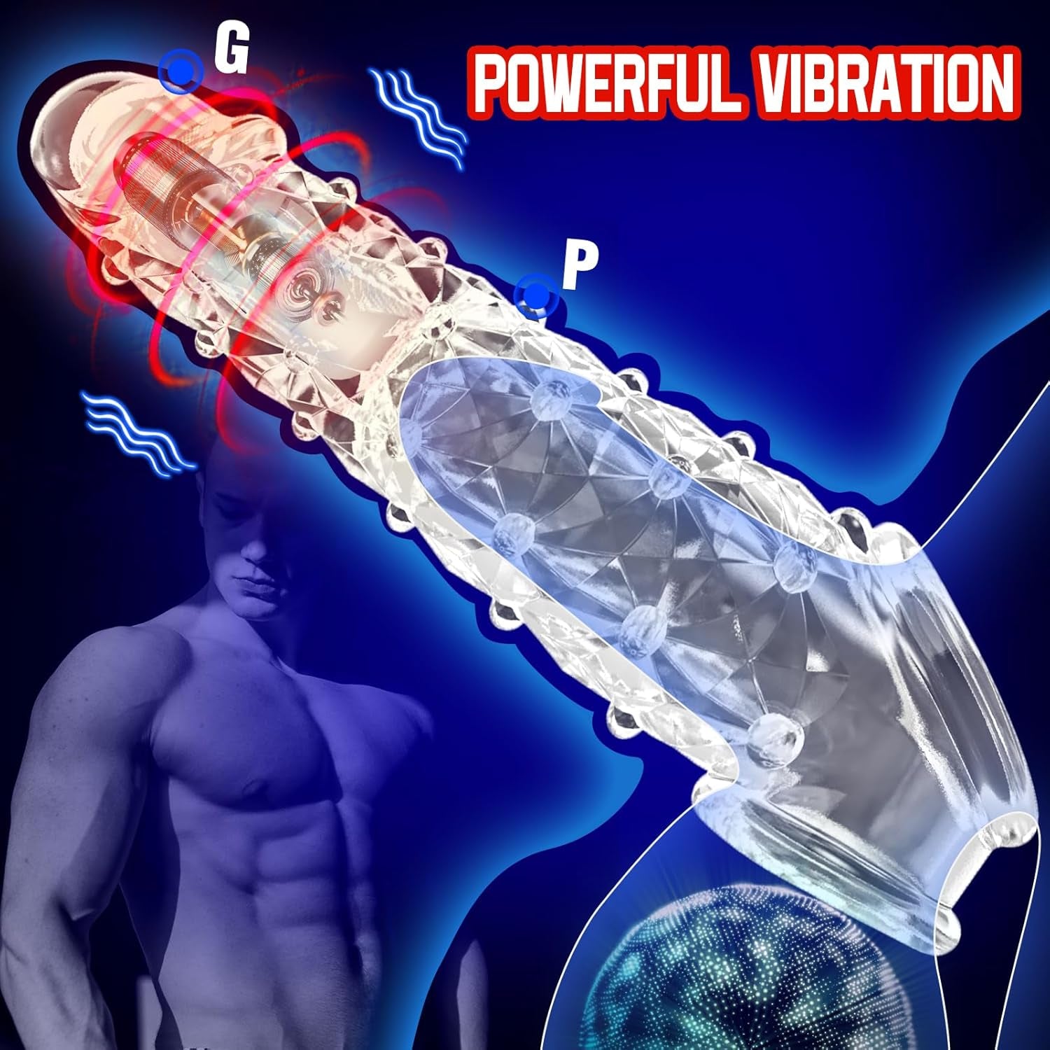 VibeGrain Vibrating Penis Sleeve Clitoral Stimulator TPE