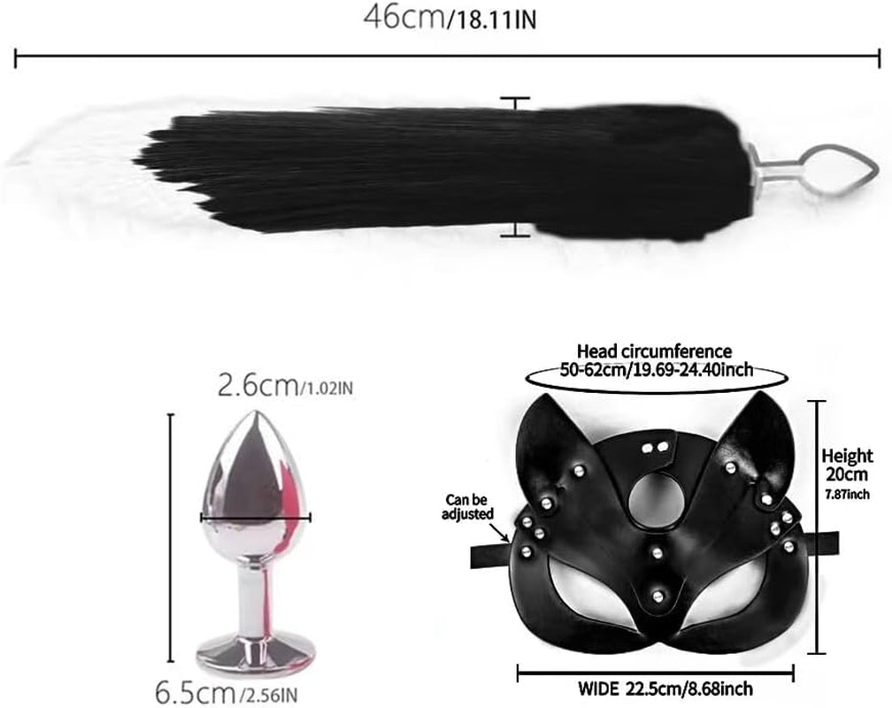 FeralFox Fox Tail Plug Mask Whip BDSM Set