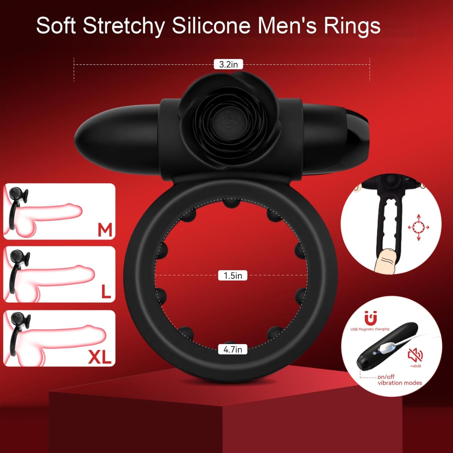 RoseCoreX Vibrating Cock Ring Bullet Rose Clit Stimulator