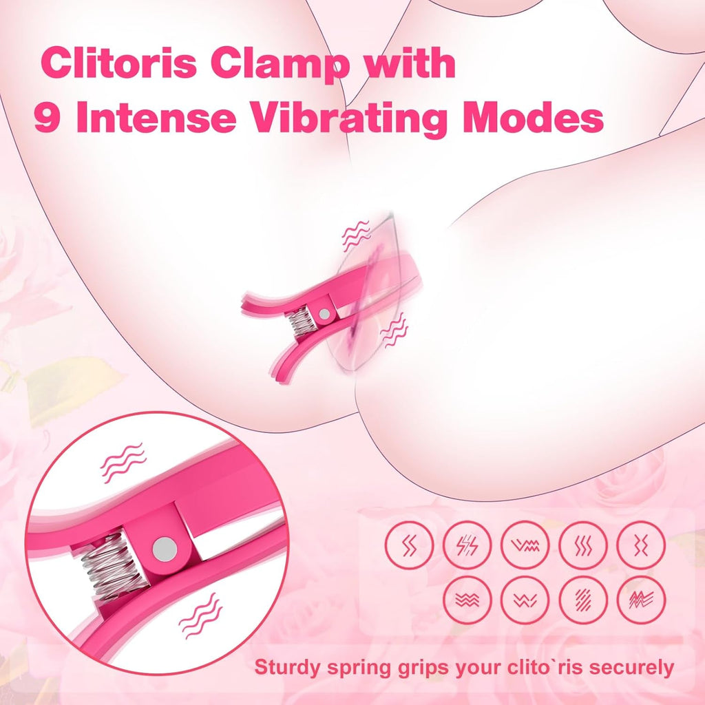 DualClamp Vibrating Nipple & Clitoral Clamps 9 Modes