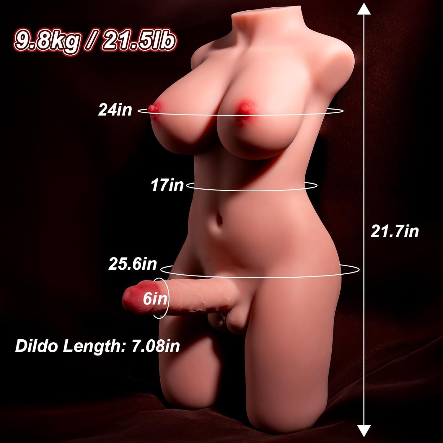 ThryveXI Thrusting Transgender Sex Doll Torso 7.1in Dildo 21.5lb
