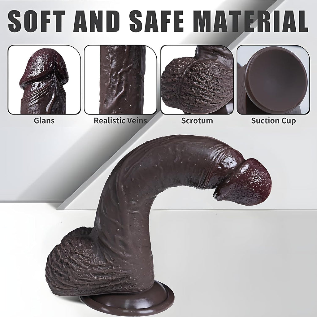 EbonyFlow 8.5” Ebony Squirting Dildo Silicone Suction Cup