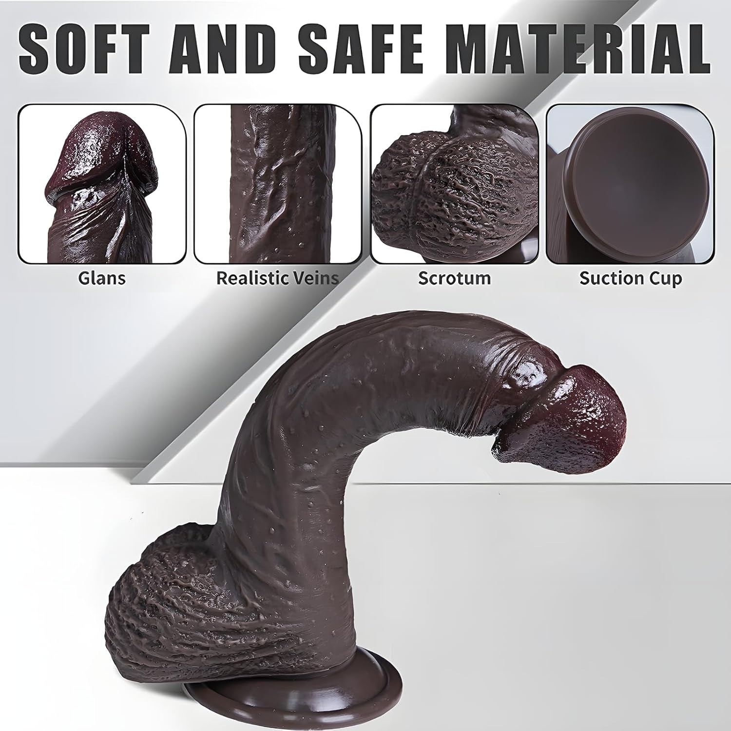EbonyFlow 8.5” Ebony Squirting Dildo Silicone Suction Cup