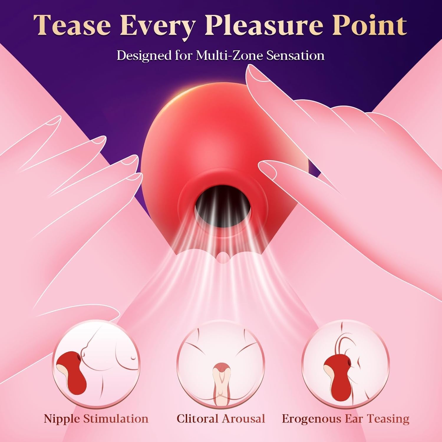 PureSuction Clit Sucker Rose Vibrator 7 Modes Waterproof