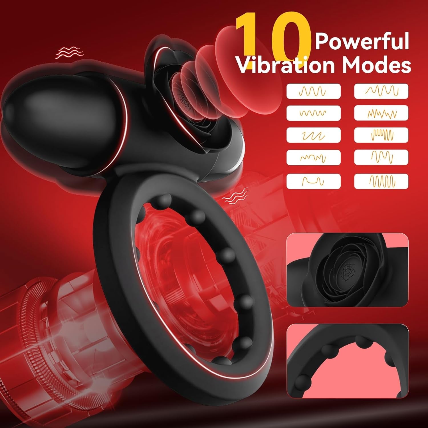 RoseCoreX Vibrating Cock Ring Bullet Rose Clit Stimulator