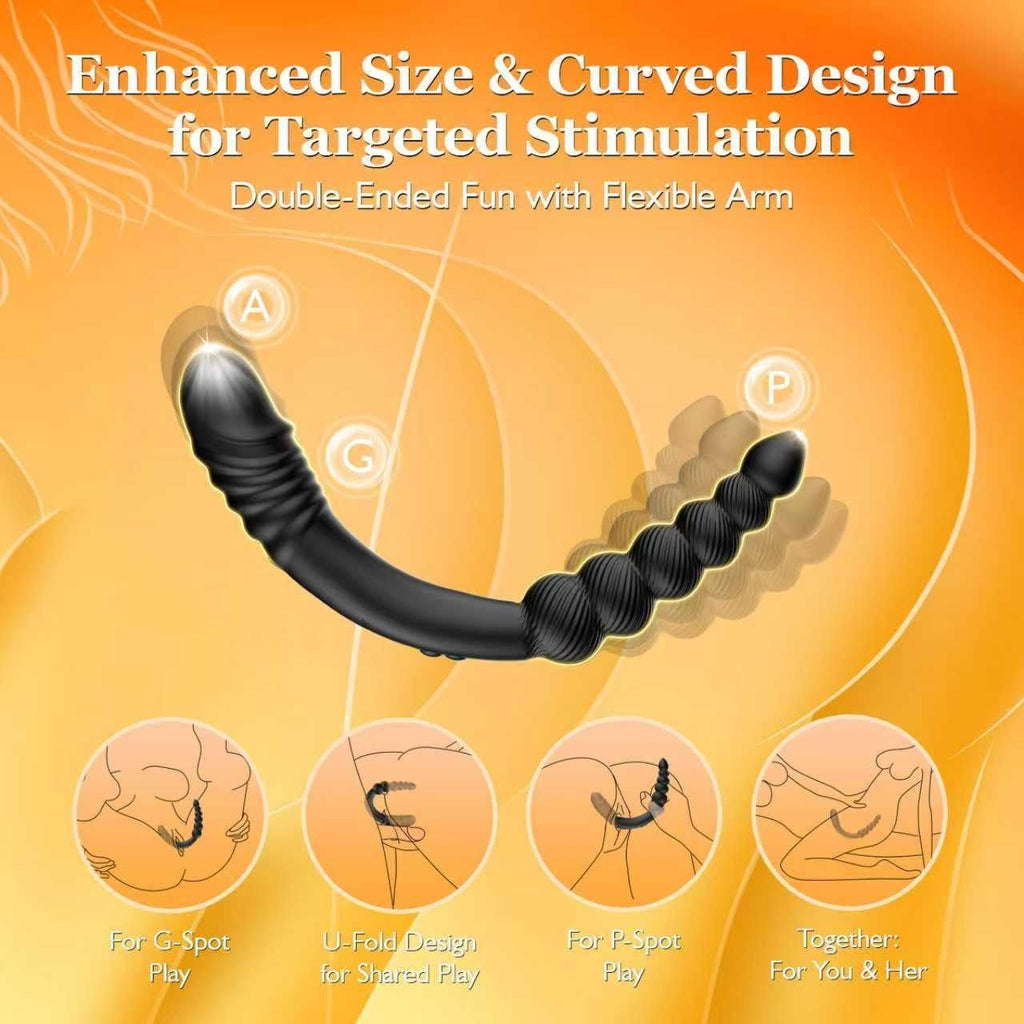 TwinPulseX Thrusting Dildo & Anal Beads Dual-Ended Vibrator