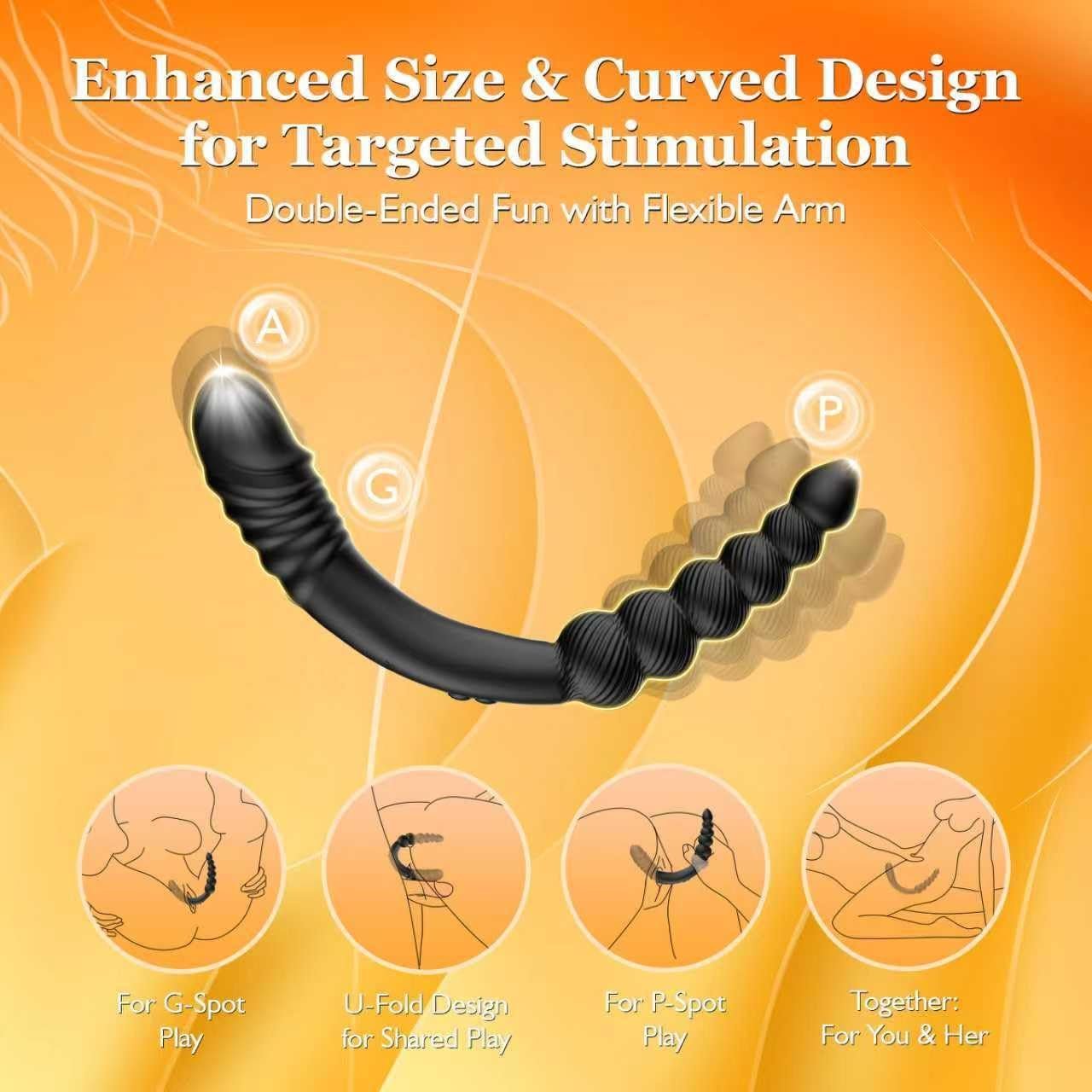 TwinPulseX Thrusting Dildo & Anal Beads Dual-Ended Vibrator