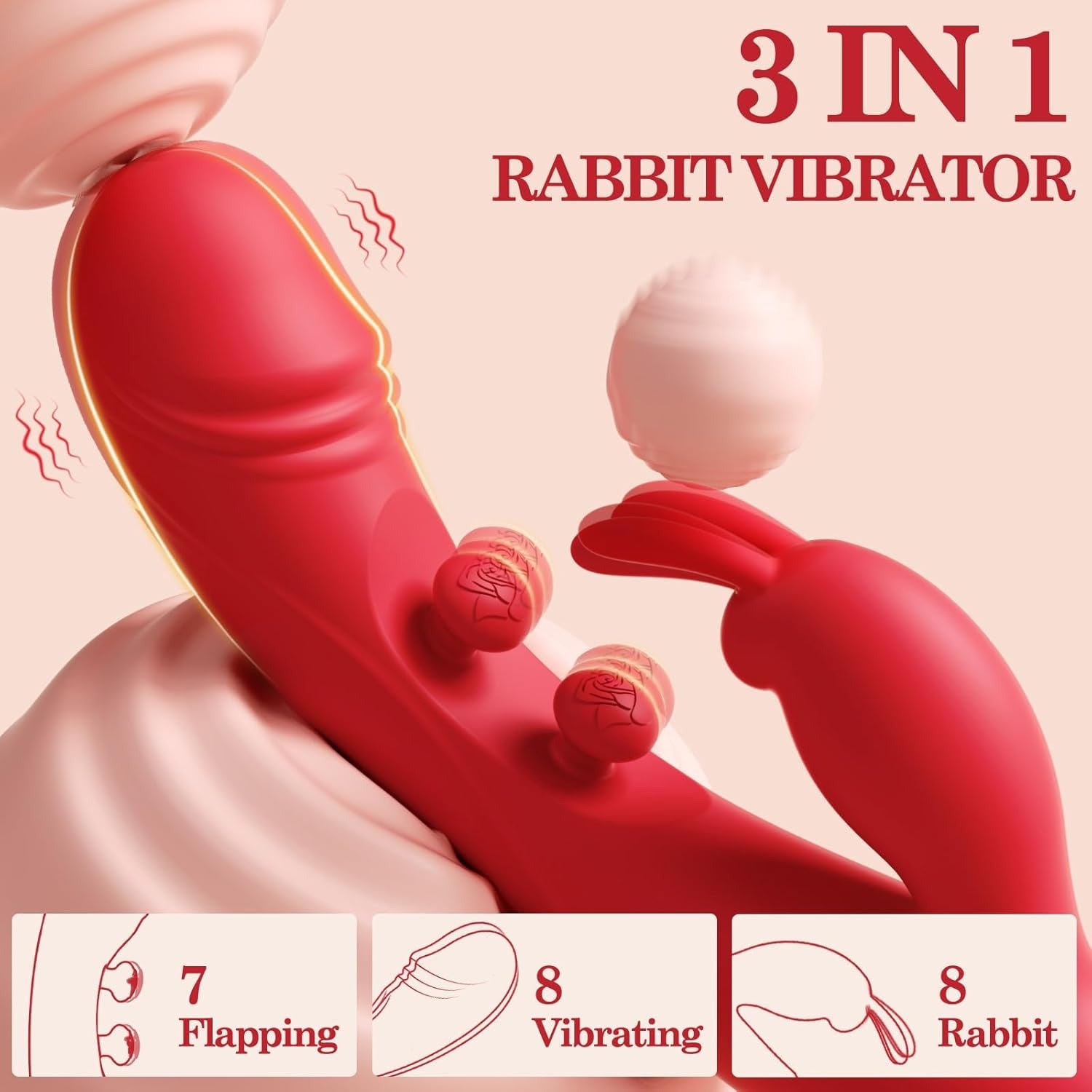 DualRose Rabbit Vibrator 16 Modes Flapping G-Spot Clit Toy