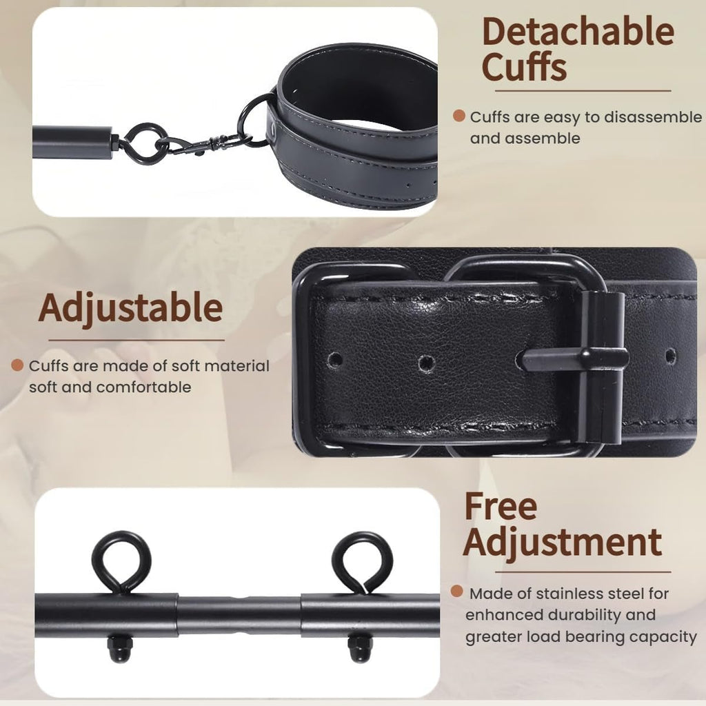 SteelLeather PU Leather Spreader Bar BDSM Kit