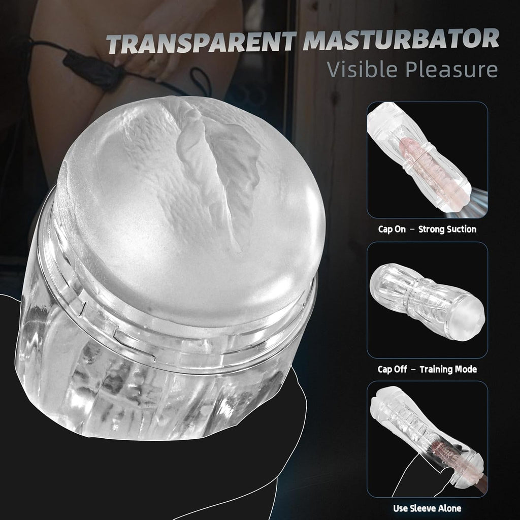 CrystalView Clear Dual Entry Pocket Pussy 9.5" Male Stroker