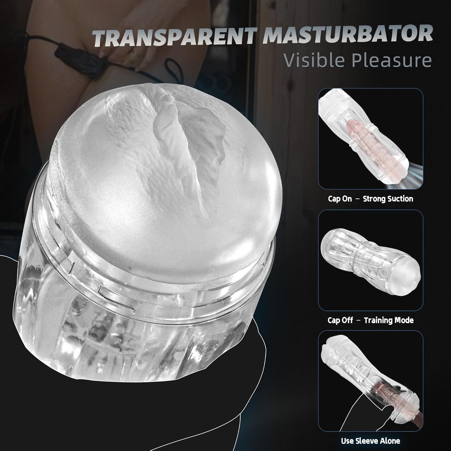 CrystalView Clear Dual Entry Pocket Pussy 9.5" Male Stroker