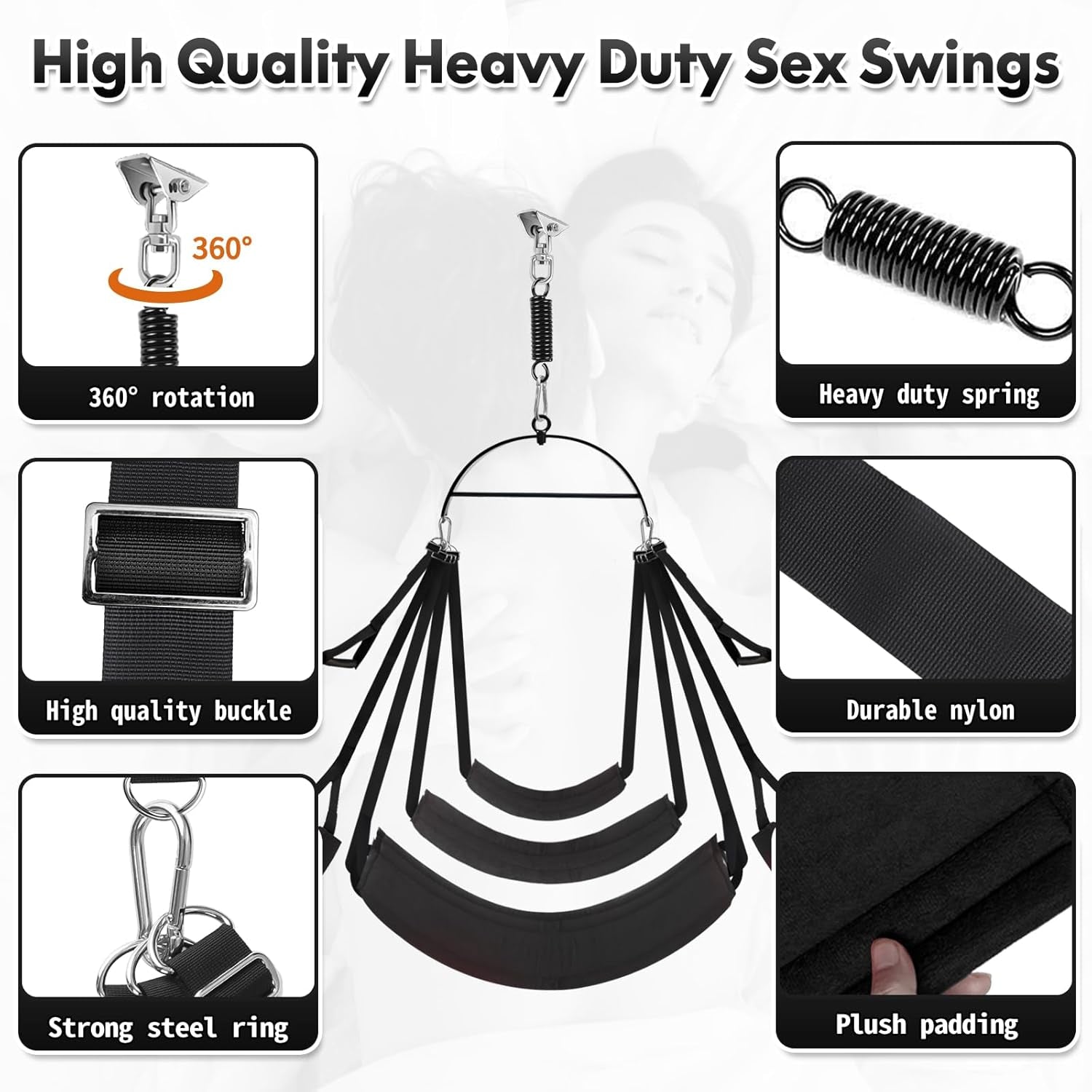ShadowOrbit Black 360° Sex Swing Door & Ceiling