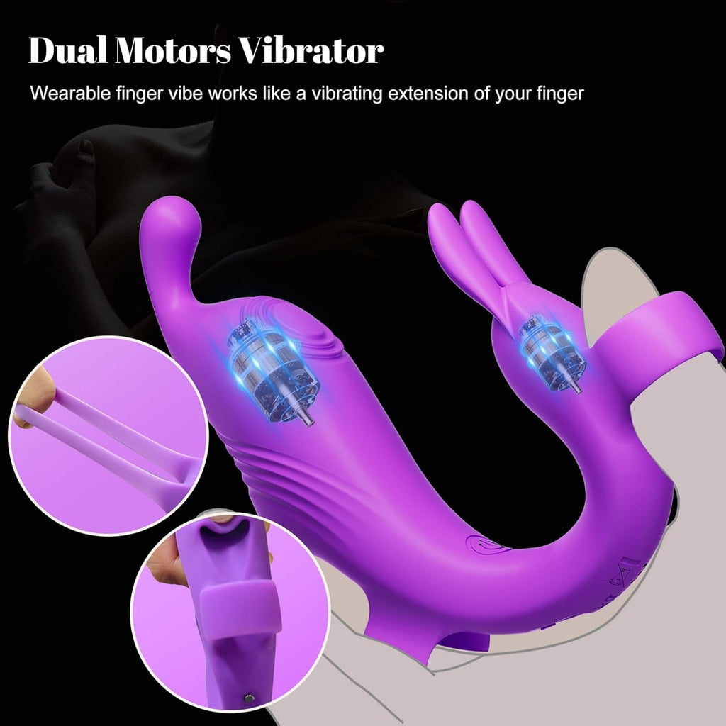 FlexPulse Rabbit Finger Vibrator 10 Modes Quiet Waterproof