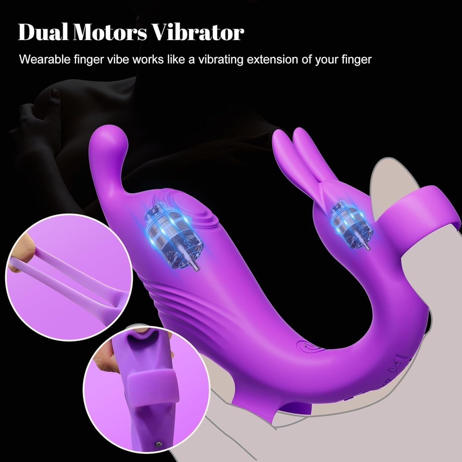 FlexPulse Rabbit Finger Vibrator 10 Modes Quiet Waterproof