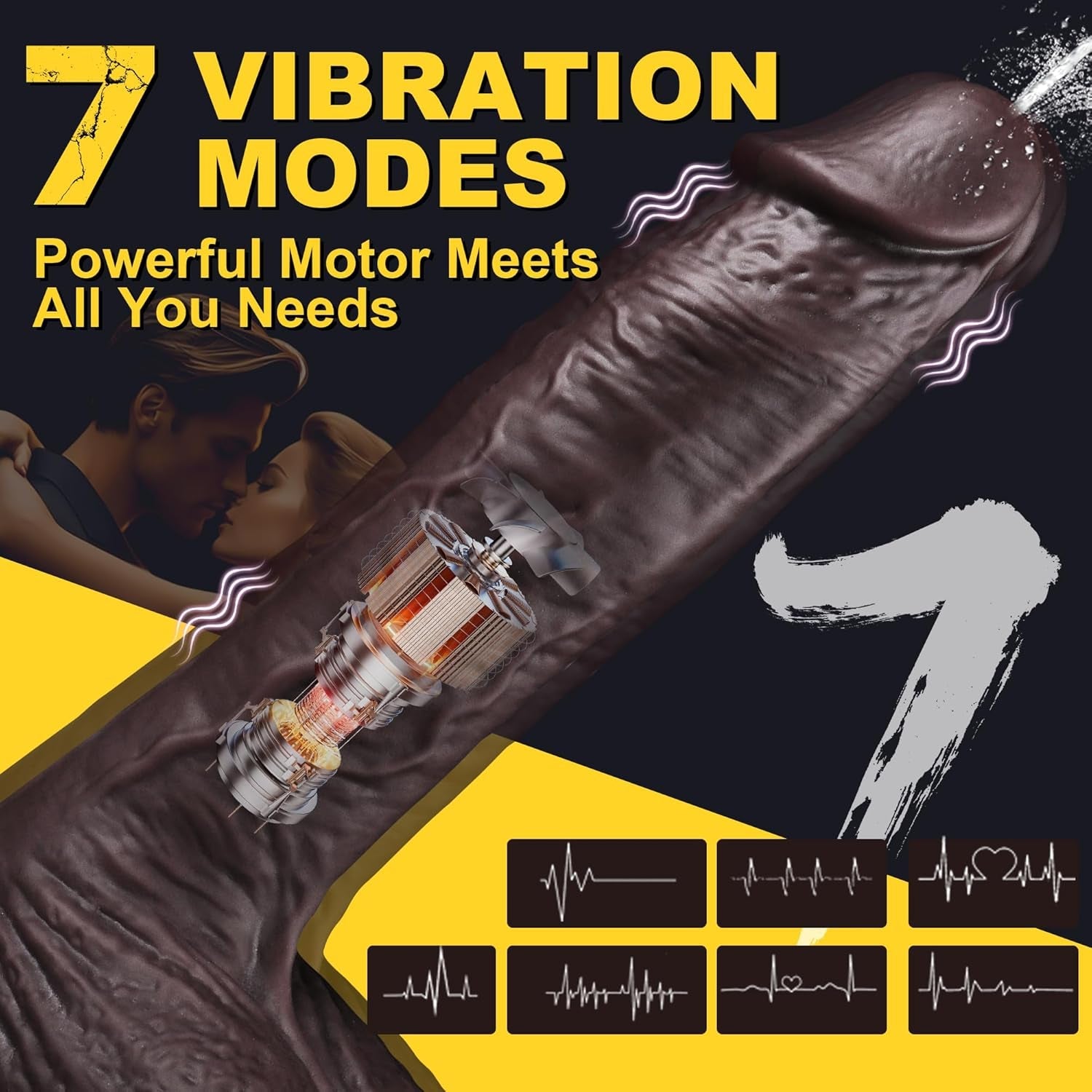 VibeJet 8.4” Squirting Vibrating Dildo 7 Modes Suction
