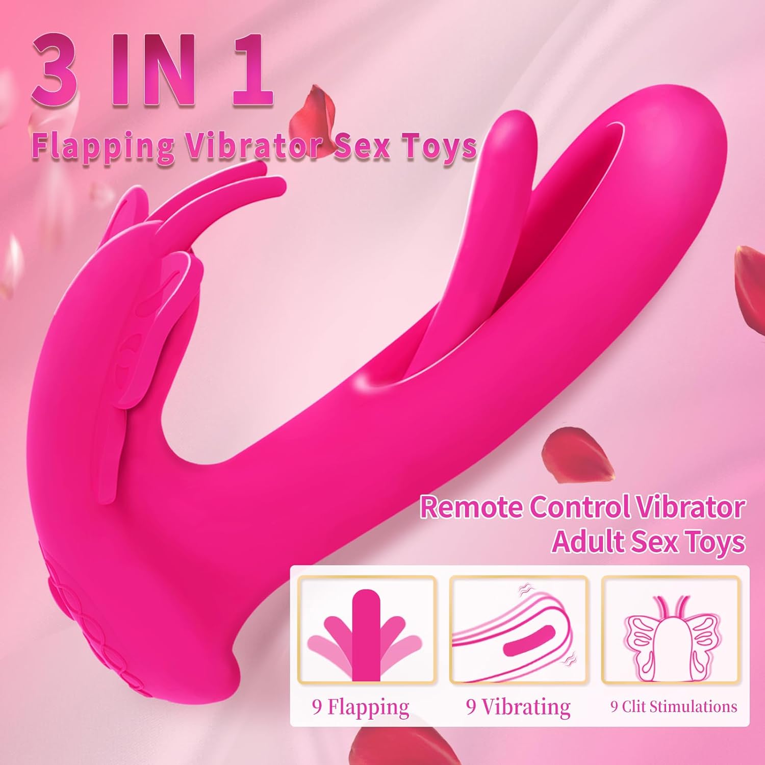 RogueFlick 3-in-1 Wearable Panty Vibrator with 9 Flapping & Vibration Modes