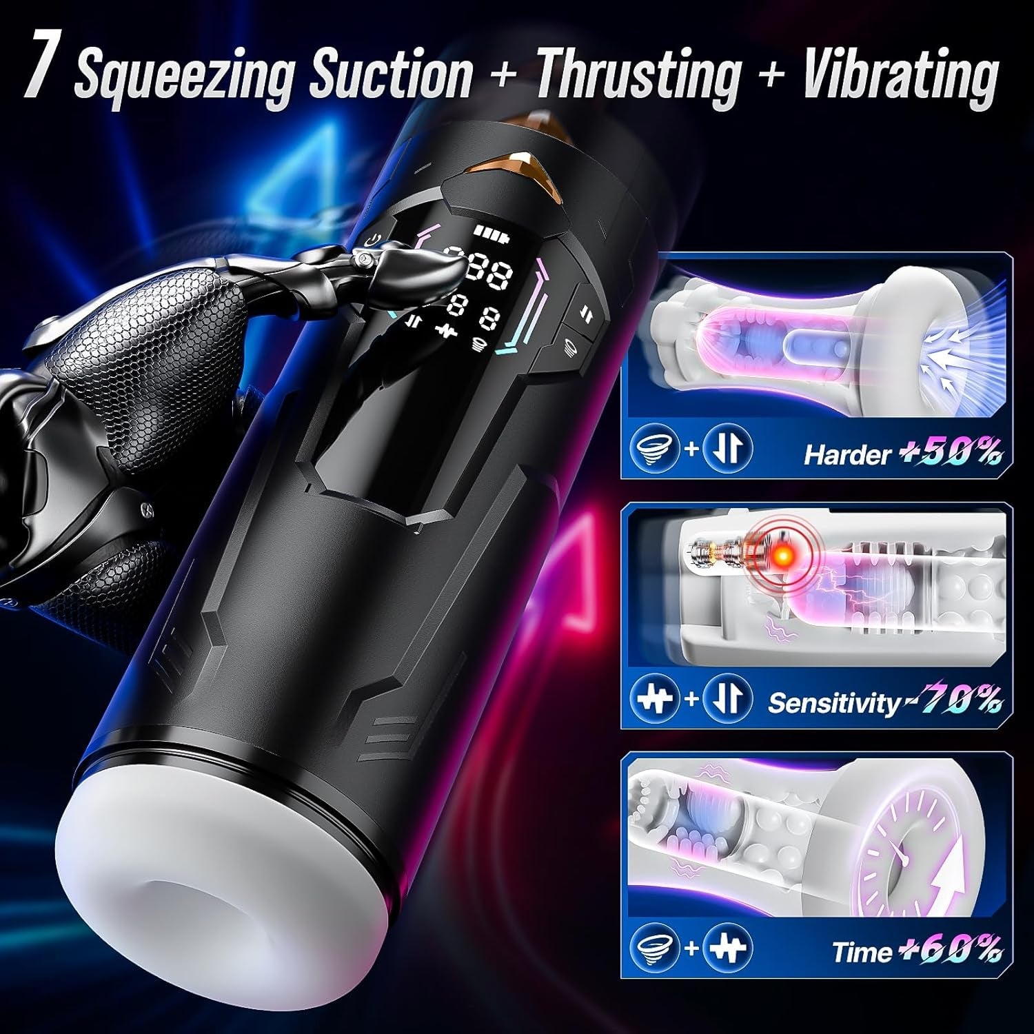 MaxionX AI Male Masturbator Thrust Suction LCD App