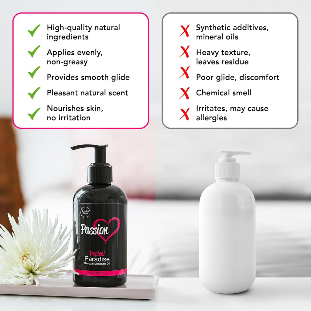 Natural Passion Massage Oil for Couples | Tropical Aromatherapy, All-Natural