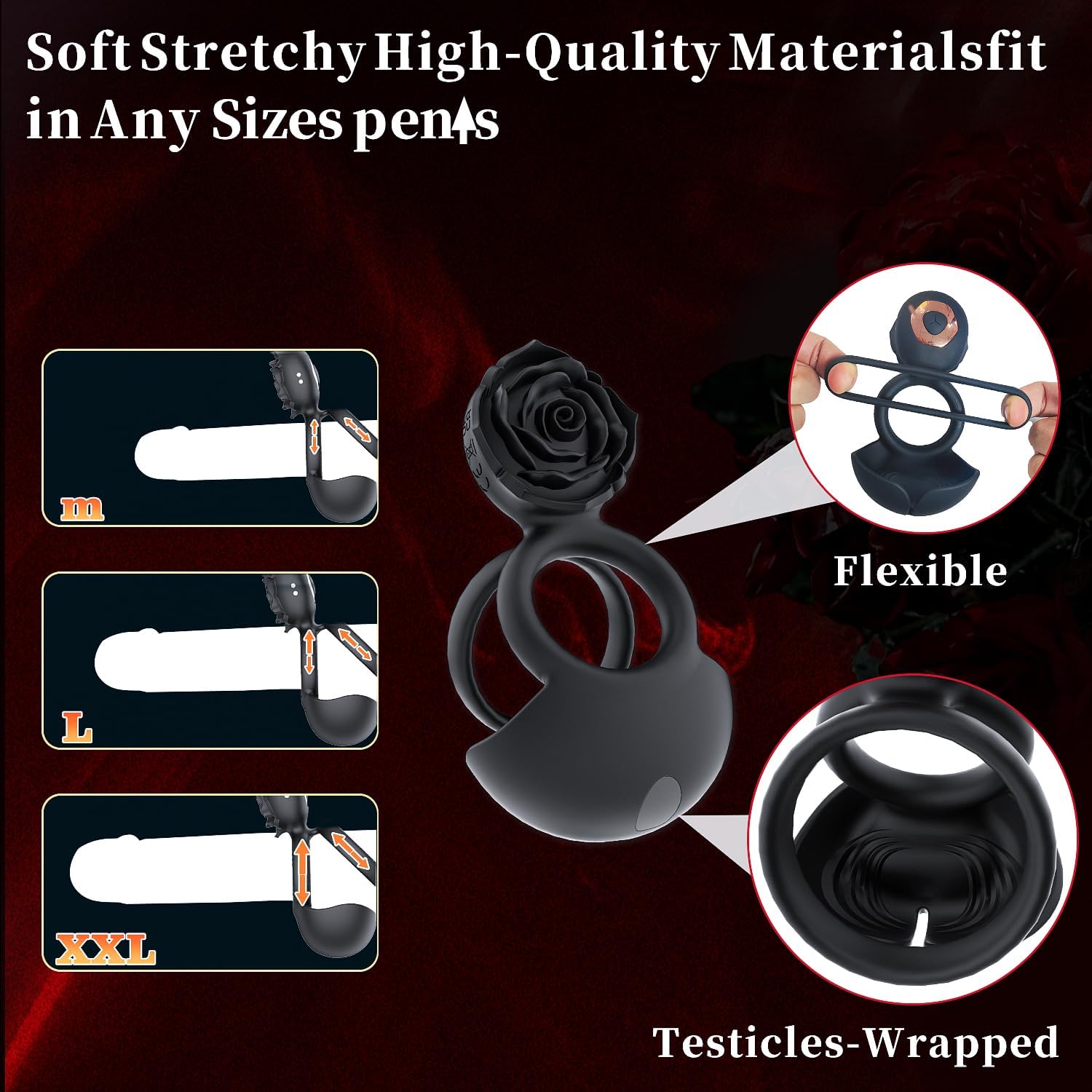 PleasureNova Rose Clitoral Penis Ring Stimulator