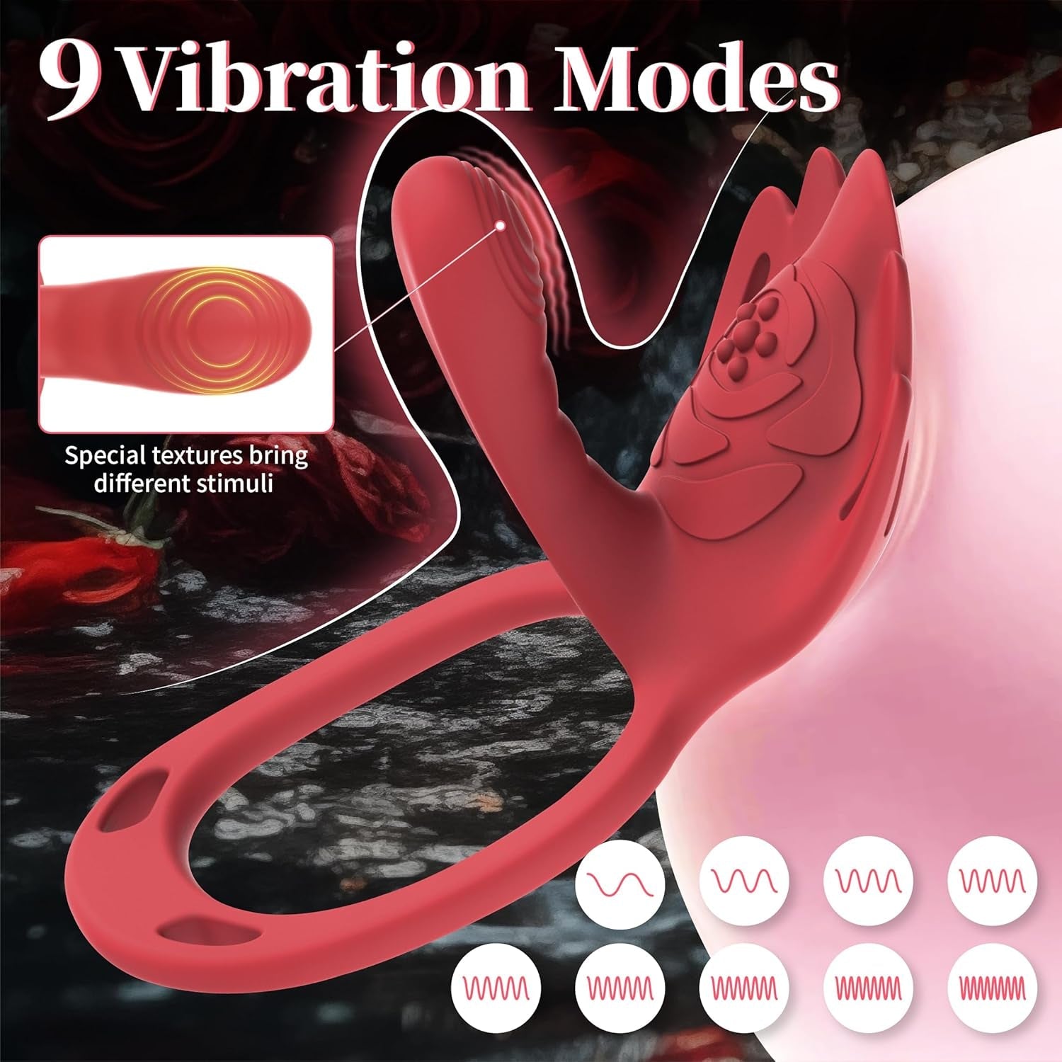 RougeFlex Wearable Cock Ring Clit Stimulator App 9 Modes