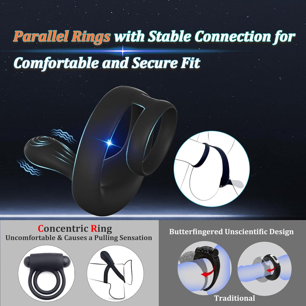 TitanVibe Vibrating Cock Ring with Taint & Ball Stimulator