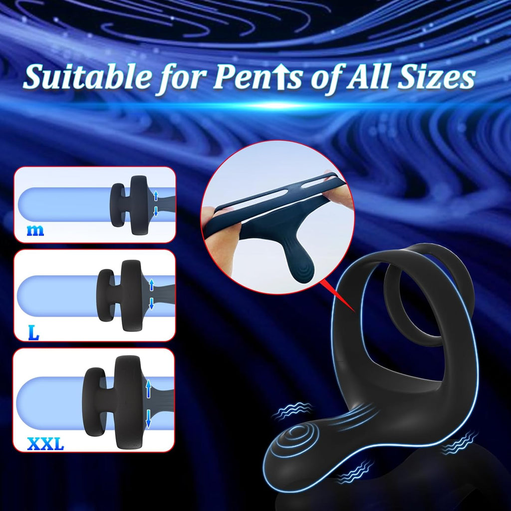 TitanVibe Vibrating Cock Ring with Taint & Ball Stimulator