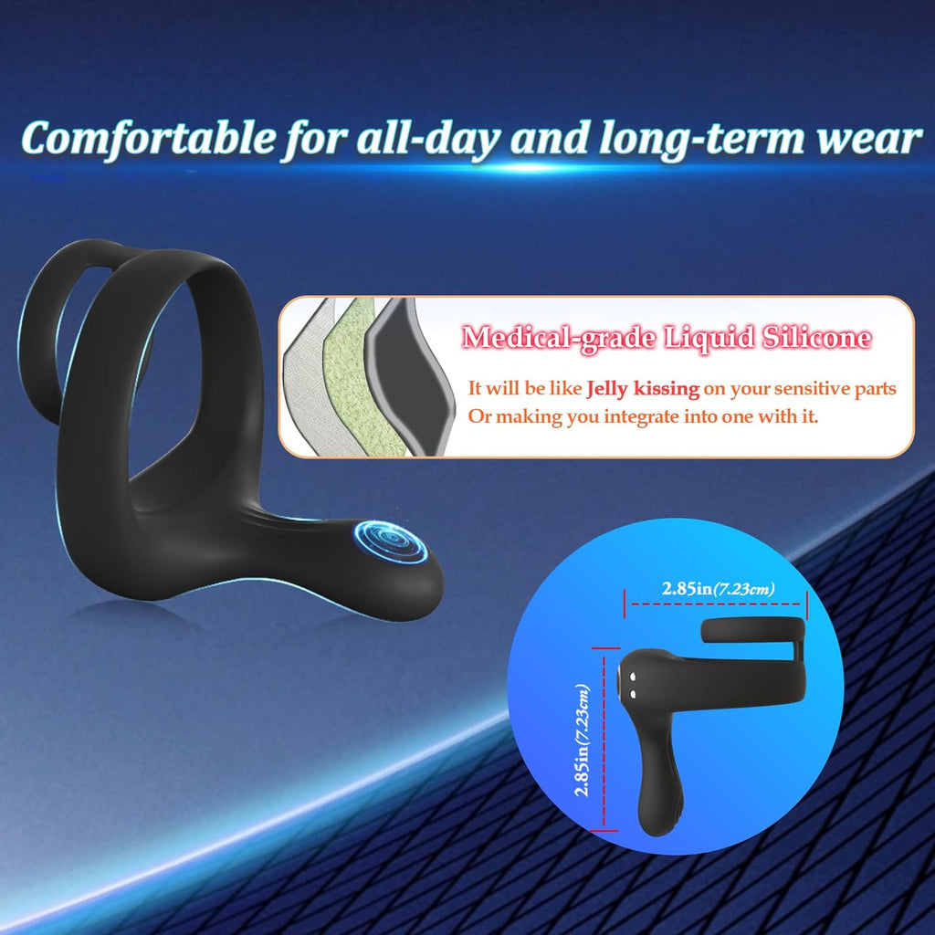 TitanVibe Vibrating Cock Ring with Taint & Ball Stimulator