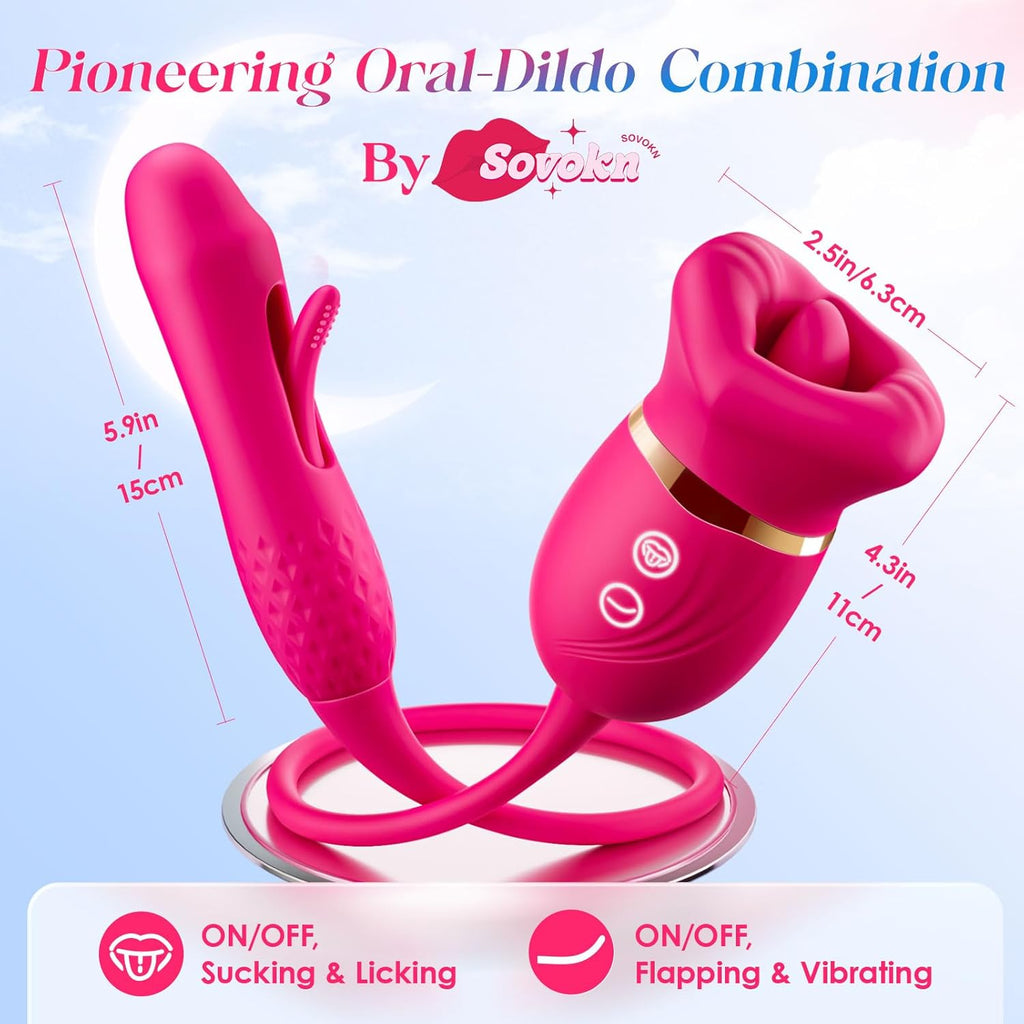 KissWave Rose Tongue Vibrator Flapping Suction 10 Modes