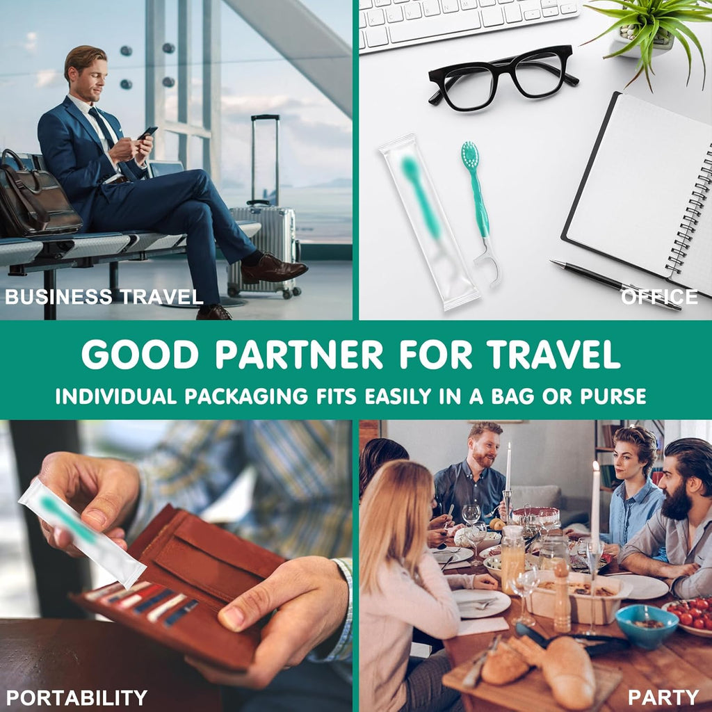 Morning After 5-in-1 Disposable Travel Toothbrush with Toothpaste, Floss & Tongue Scraper