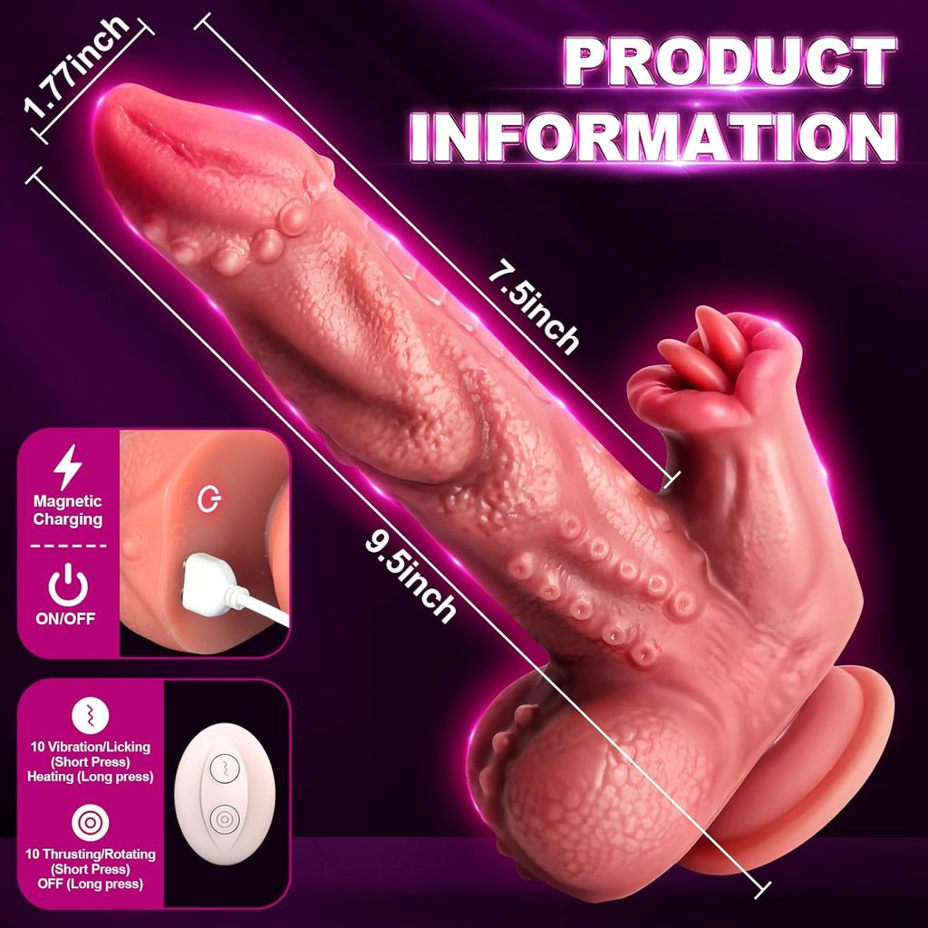 OctoRipple 6-in-1 Monster Tentacle Thrusting Dildo | Fantasy Vibrator, Heating, Remote Control