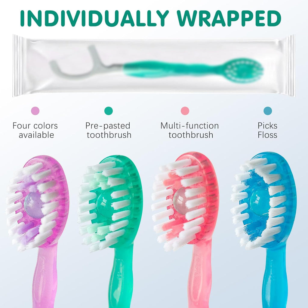 Morning After 5-in-1 Disposable Travel Toothbrush with Toothpaste, Floss & Tongue Scraper