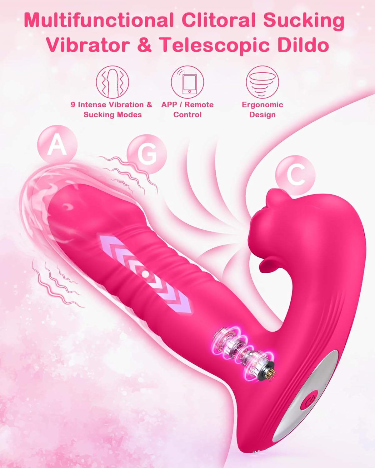 TenderPulse Rose Sucking Thrusting Dildo Vibrator