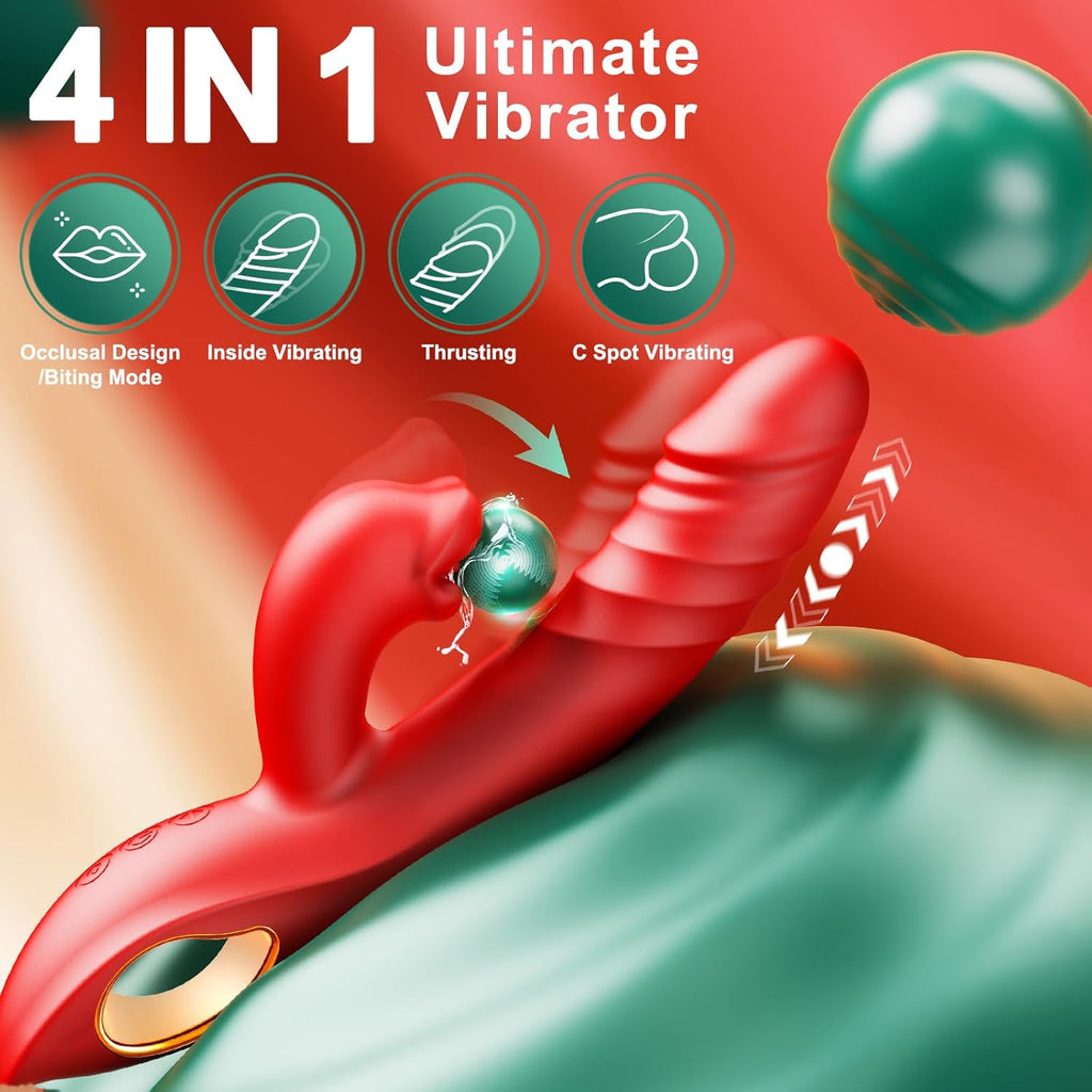 ThrustExplorer 4-in-1 Licking & Thrusting Vibrator for Women | Clitoral & G-Spot Stimulation
