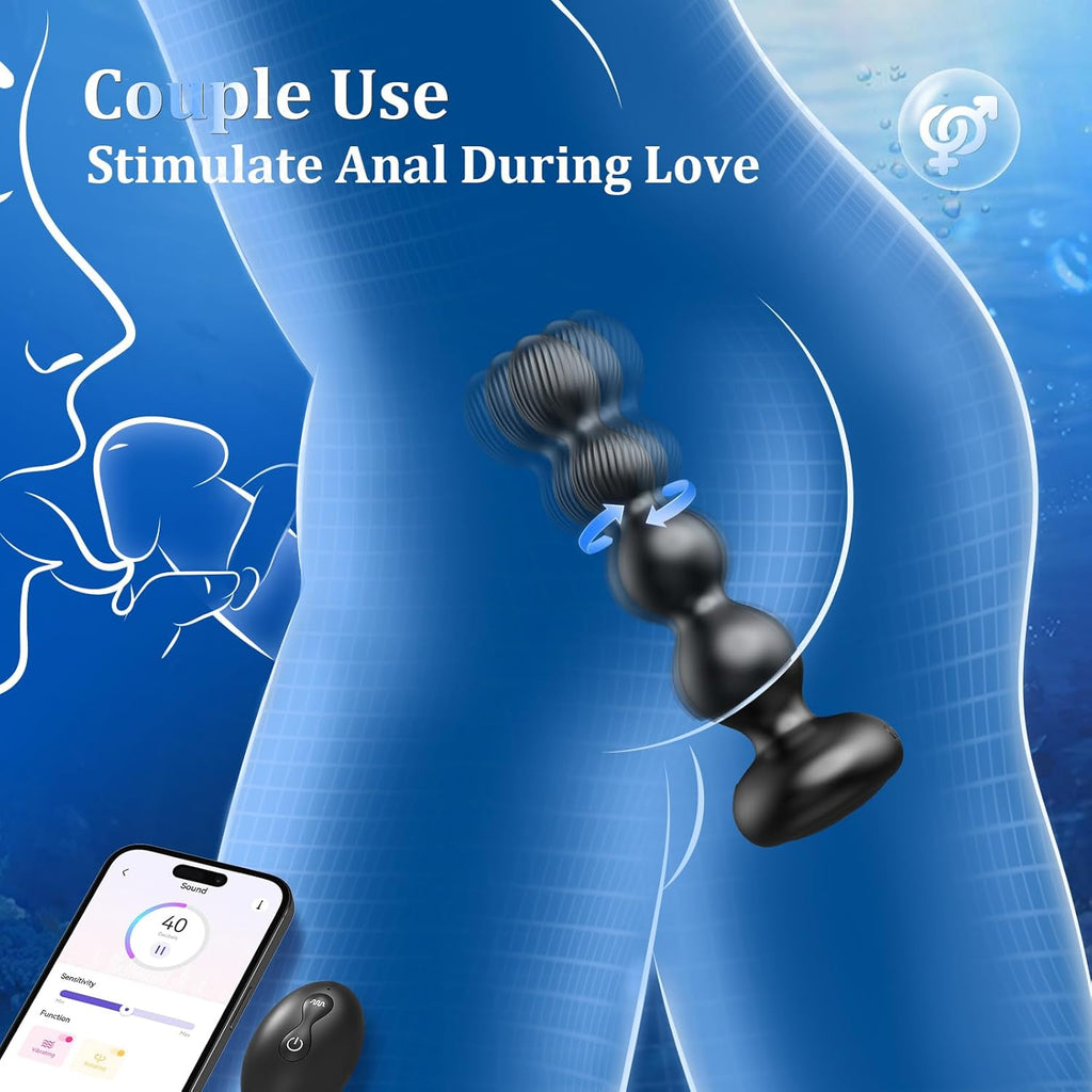 LumeWhisper Rotating Vibrating Anal Beads Wand