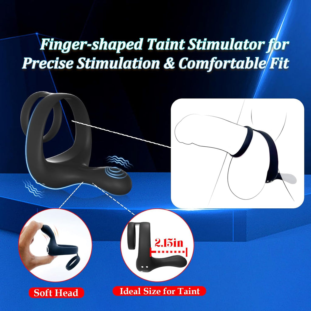 TitanVibe Vibrating Cock Ring with Taint & Ball Stimulator