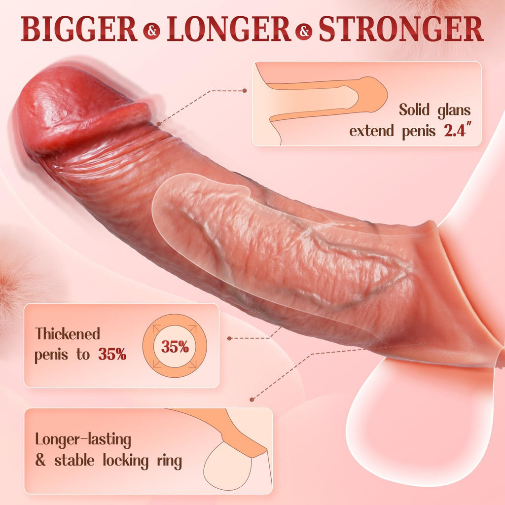 VibratingEuphoria Penis Sleeve Extender with Vibration, App Control & Ball Stretcher