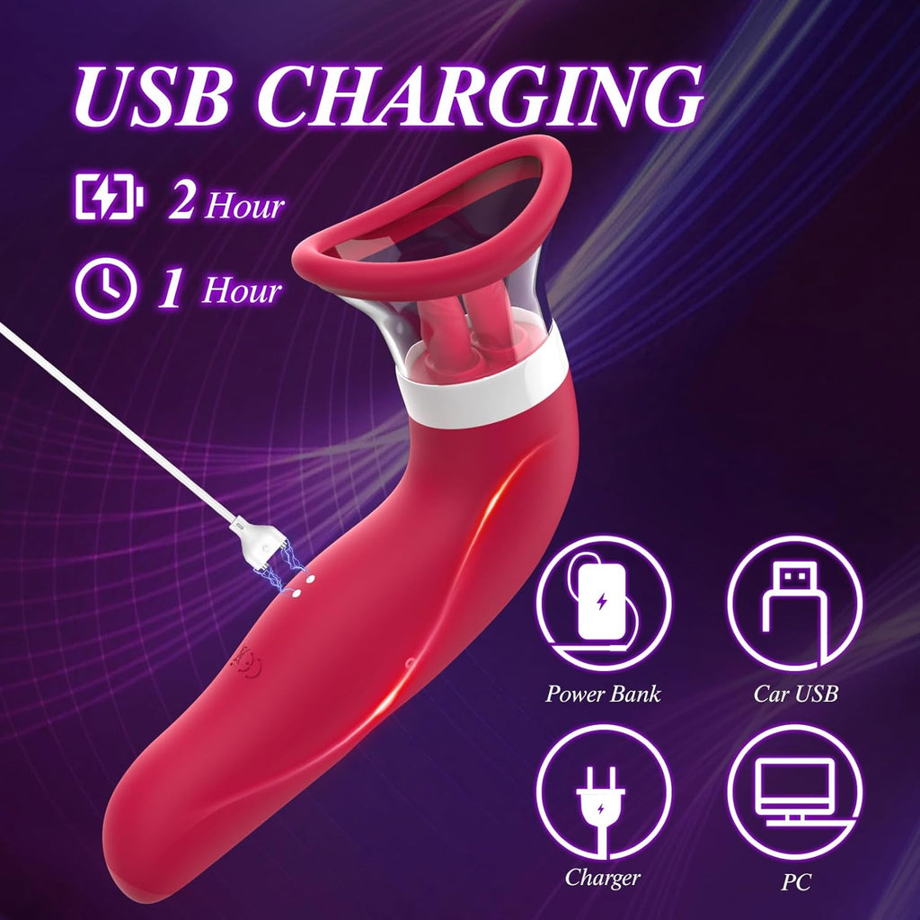 BlissBound Dual Tongue Licking & Sucking Vibrator
